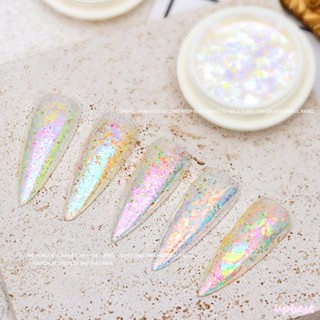 ♕Flash Nail Art Edelweiss Powder Fantasy Color Fairy Polarized Ultra-Thin Edelweiss Cloud Brocade Powder ตกแต่งเล็บเลื่อมเล็บเครื่องมือ