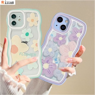 เคสโทรศัพท์มือถือ TPU นิ่ม ขอบหยัก ลายดอกไม้ สีม่วง สีขาว สไตล์เรโทร สําหรับ Redmi Note 11 Pro Note 11S 10C 10A 9C 9A 10 9T 9 Note 10 5G 10s Note9 Note8 Poco X3 NFC M3 RIXUAN