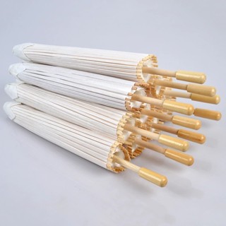 30pcs 60/80cmChinese Craft Paper Umbrella for Wedding Photograph Accessory Party Decor White Paper Long-handle Parasol