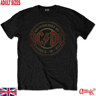 เสื้อยืด Acdc สำหรับผู้ใหญ่-Unisex-Est 1973-Black Acdc Tee Shirt Official-Acdc Voltage T