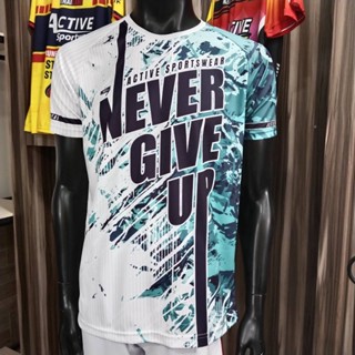 💥NEW!! เสื้อวิ่ง NEVER GIVE UP ผ้าเม็ดข้าวสารเกรดพรีเมี่ยม  (No.D-1002)