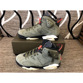 Pk Perfect Travis Scott X Air Jordan 6 "Medium Olive" รองเท้าผ้าใบ M7EK