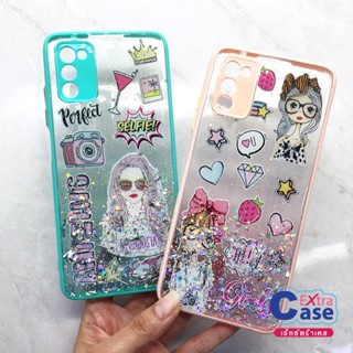 A5/A92020 A31 A16 A54(4G) A74(4G)  เคสมือถือ TPU ขอบสีกันกล้อง กากเพชรกริตเตอร์ไล่สีพิมพ์ลาย