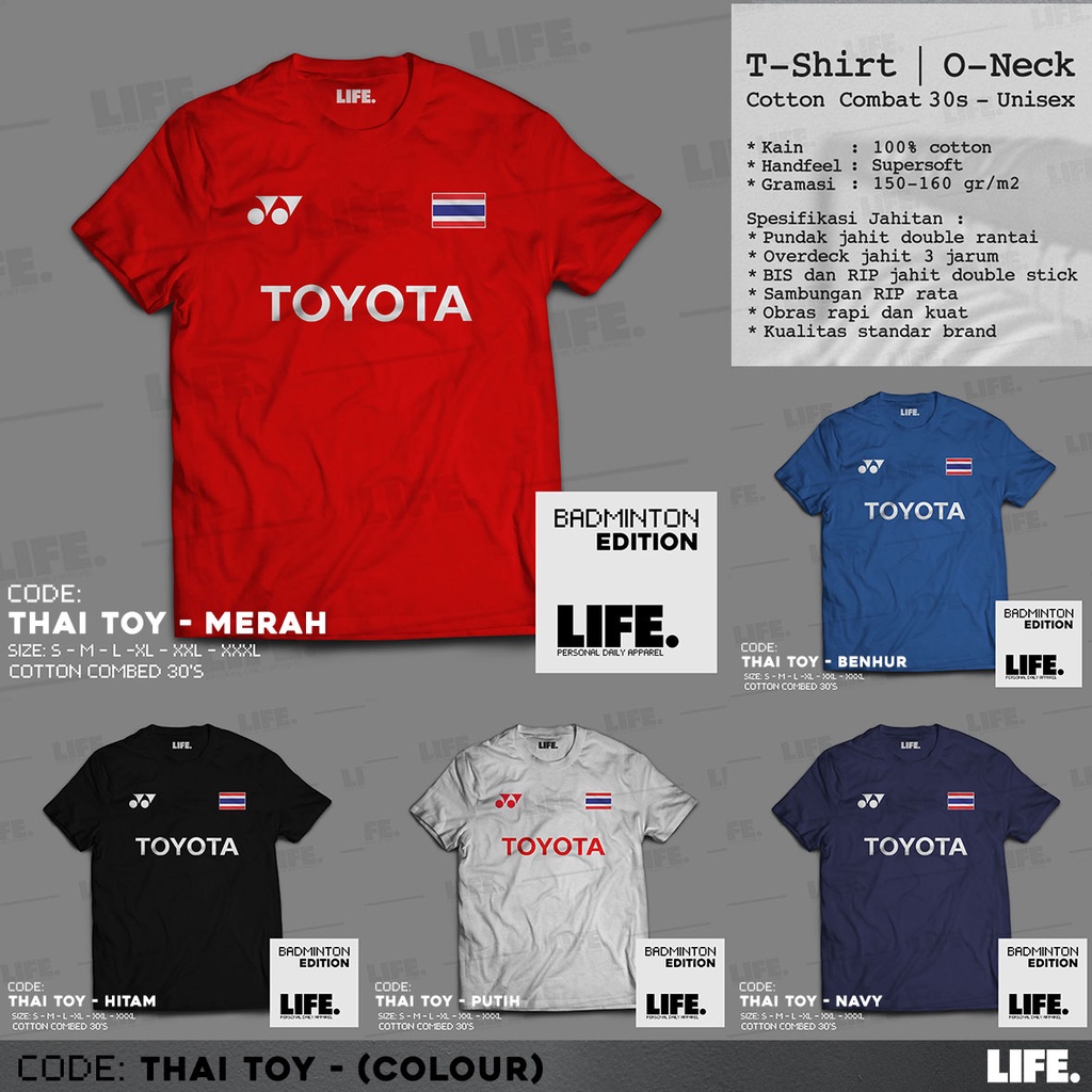 Yonex Thailand Badminton T-Shirt Toyota SCG National Team Model Jersey  Badminton Jersey Open Master
