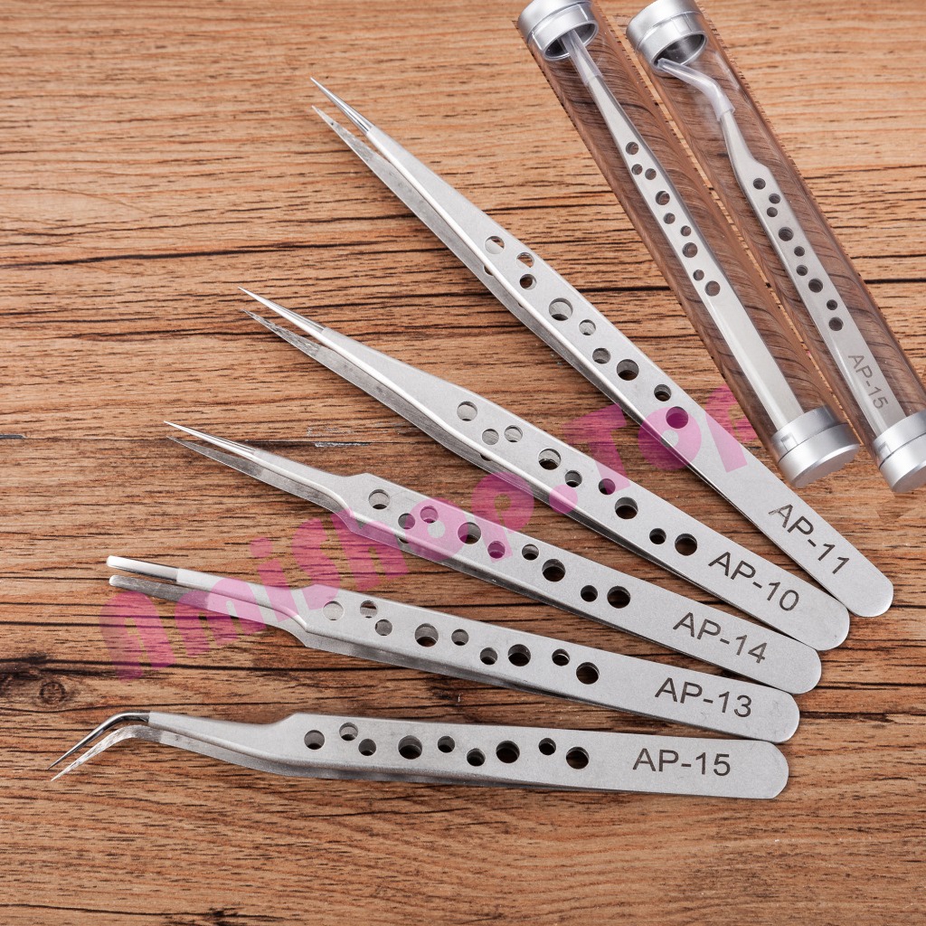 ฟอเซป แหนบ Stainless 9 รู หนา 1.5 มม. อย่างดี ปลายแหลม คีบผสมเกสร แคคตัส คีบชิ้นงานขนาดเล็ก งานช่าง จับถนัดมือ