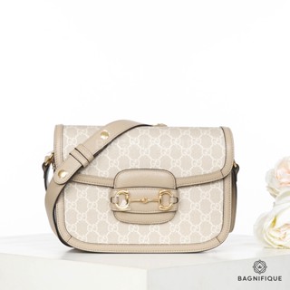 NEW GUCCI HORSEBIT MEDIUM BEIGE GG SUPREME MONOGRAM GHW