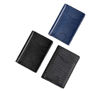 Leather Carbon Fiber Multi-function Ultra thin Card Holder Wallet Men Large capacity Vertical RFID Wallet Cowhide Card H