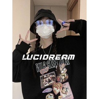 LUCIDREAM  เสื้อกันหนาว เสื้อแขนยาว เสื้อกันหนาว ผู้หญิง 2022สินค้ามาใหม่ วินเทจ Oversize เกาหลี ใส่สบายๆ ทรงหลวม สไตล์สปอร์ต รุ่นใหม่ Stylish ทันสมัย สไตล์เกาหลี HA220907-16 36Z230909