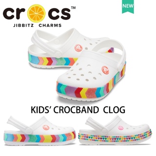 รองเท้า crocs แท้  crocs เด็ก รองเท้าแตะ CHEVRON ประดับลูกปัด น้ําหนักเบา กันลื่น สําหรับเด็ก