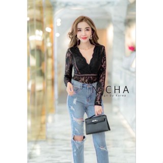 Bodysuit เชิตแขนยาว ผ้าลูกไม้ ดีไซน์สวยหรู ใส่แล้วดูไฮโซสวยปังมากค่ะ🔥hot item