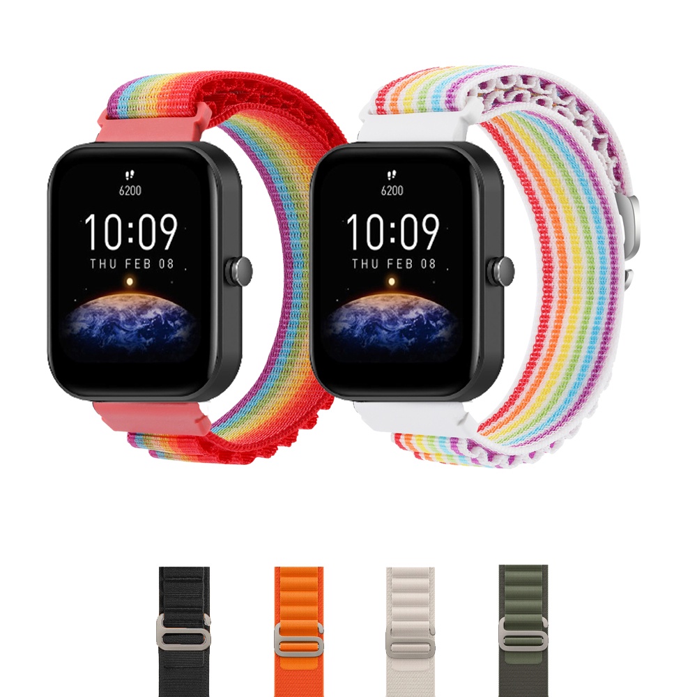 สายนาฬิกาข้อมือไนล่อน 20 มม. พร้อมหัวเข็มขัดโลหะ แบบเปลี่ยน สําหรับ Huami Amazfit Bip3 Bip 3 Lite S U Pro