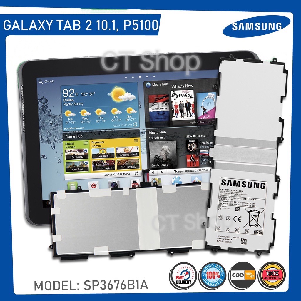 แบต Samsung Galaxy Tab 10.1 P7500 P5100 N8000 (SP3676B1A) แบตเตอรี่ แท้ Samsung Galaxy Tab 2 10.1 P7