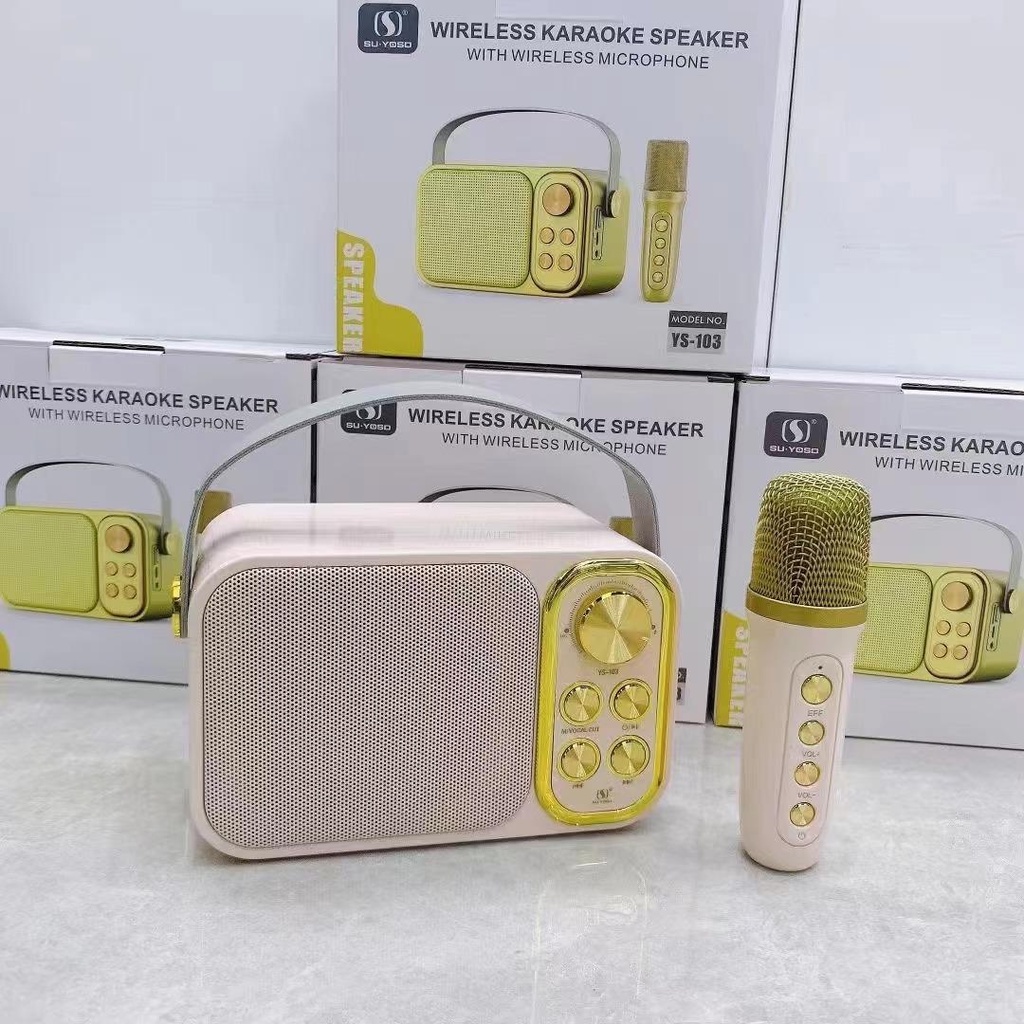 ลำโพงบลูทูธ YS-103 ลำโพงย้อนยุคมัลติฟังก์ชั่น Wirless Bluetooth Speaker ลำโพงไร้สายพกพา เสียงเบสหนักแถมฟรีไมล์ลอย
