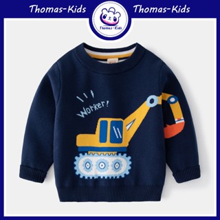 [THOMAS Kids] เสื้อกันหนาวแขนยาว ผ้าฝ้าย แบบสองชั้น สําหรับเด็กผู้ชาย อายุ 2-9 ปี