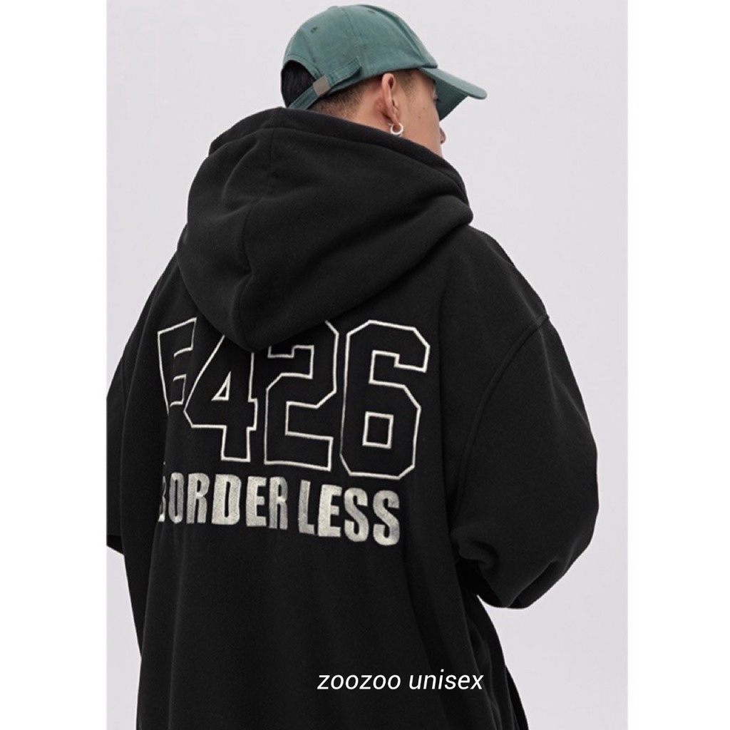 Border LESS F426 Hoodie Zip WIN เสื้อฮู้ดผ้าฝ้าย unisex