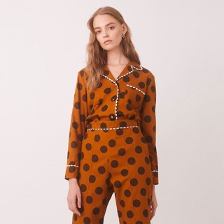 [asv aw21] Caramel Choc-chip PJ Shirt เสื้อเชิ้ตผู้หญิง แขนยาว ผ้าลายจุด