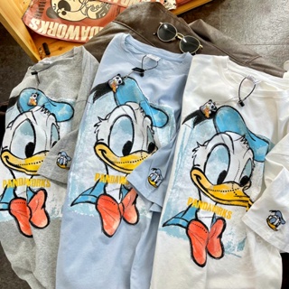 Donald Duck printed German velvet short Sleeve T-shirt The Pandawork is loose and super comfortable