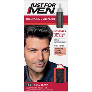 Just For Men Shampoo In HairColour Easy&amp;Fast H-55 Dark Brown แชมพูเปลี่ยนสีผมสำหรับผู้ชายสีดำธรรมชาติ