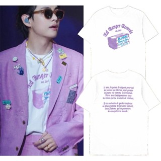 เสื้อยืด พิมพ์ลาย Bts Taehyung Ed banger records ด้านหน้า และด้านหลัง