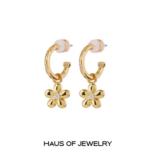 Haus of Jewelry - LUV AJ DIAMONTE DAISY HOOPS ต่างหูงานทองเหลือง ประดับเพชรคิวบิกเซอร์โคเนีย (Cubic Zirconia)