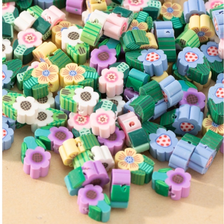 100 ชิ้นลูกปัดดอกไม้โพลิเมอร์ดินลูกปัด spacer ลูกปัดสําหรับเครื่องประดับ DIY ทํา