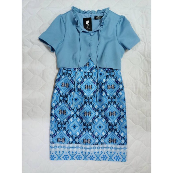 เดรส Phawi ผ้าไทยลายแพรวา  มือ 1 เดรสวันแม่ เดรสผ้าไทยวันแม่