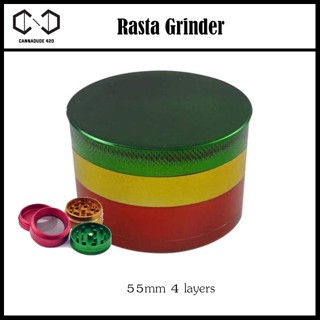 ส่งไว Rasta Grinder Aluminium ที่บด เครื่องบดสมุนไพร 55 มม. Rasta Style Herb Grinder 4 ชั้น อย่างดีสวยงาม กว้าง 55 mm