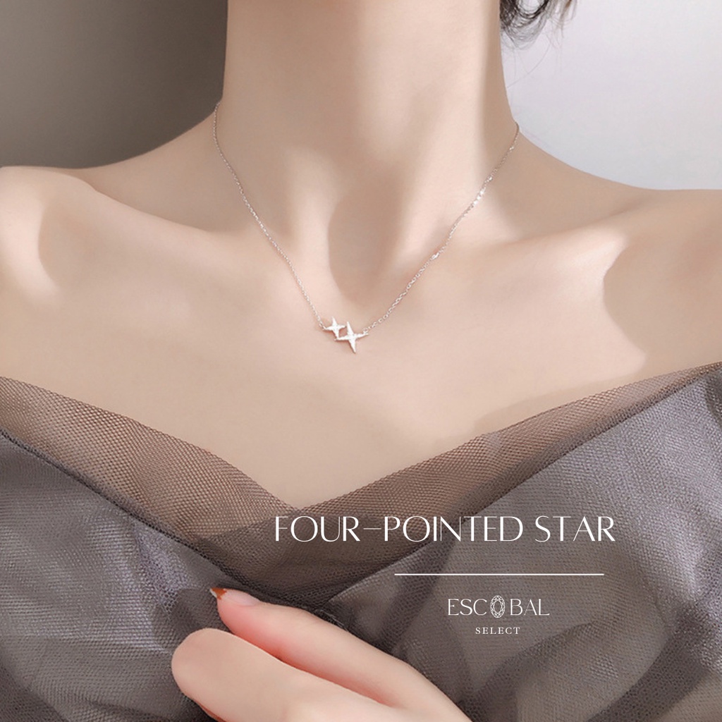 ESCOBAL พร้อมส่ง สร้อยคอเงินแท้ Four-pointed สร้อยเพชร ของขวัญให้แฟน สไตล์ใหม่ ขายดี