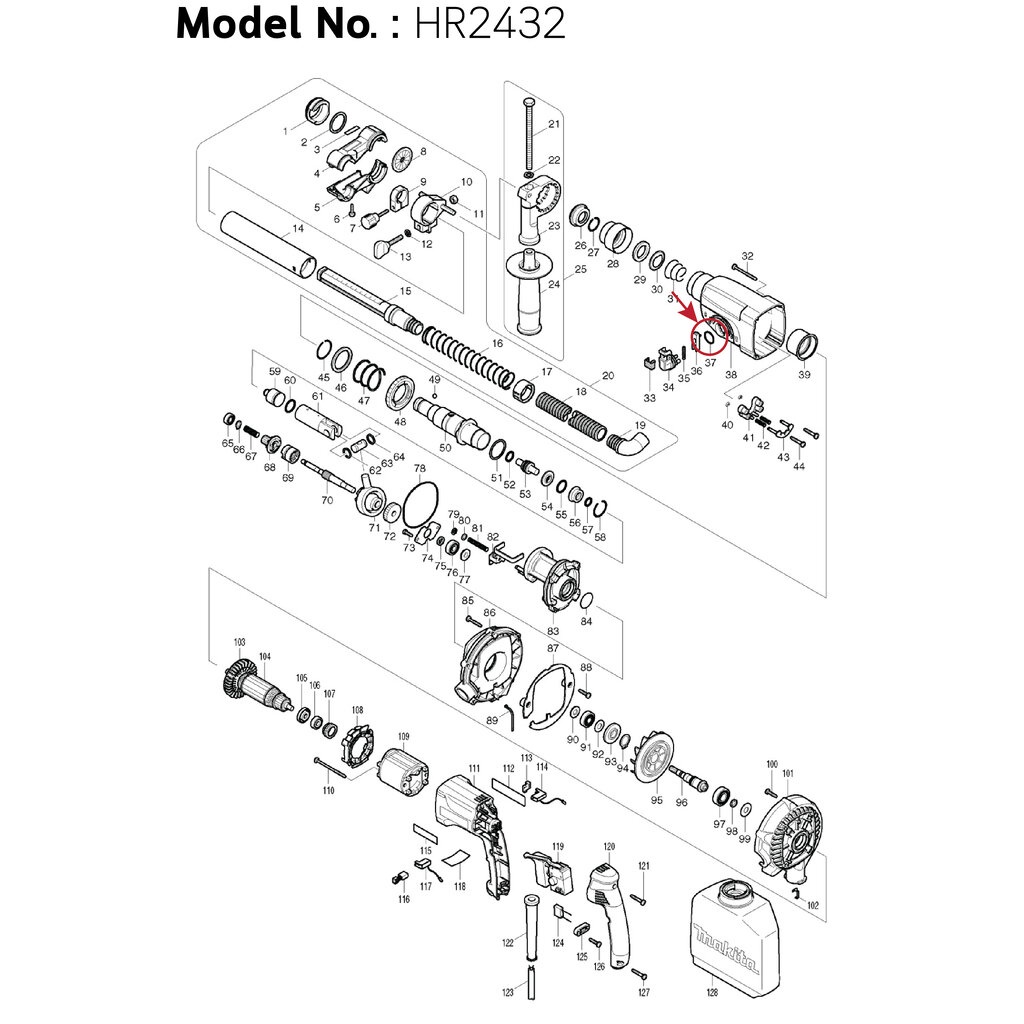 โอริงลูกบิดปรับกระแทก (แท้) (213278-8) สว่านโรตารี่ Makita มากีต้า รุ่น HR2470F, HR1830F, MT871, M8701, HR2432, HR244… ราคา ถูกที่สุด ดีลบีเคเค แกลเลอรีภาพที่ 8
