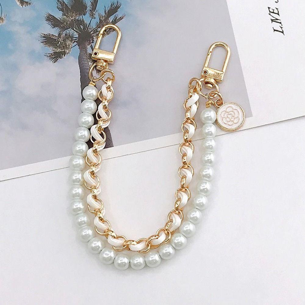 Tonfashion สายโซ่คล้องกระเป๋า ประดับมุก สีทอง แบบเปลี่ยน DIY