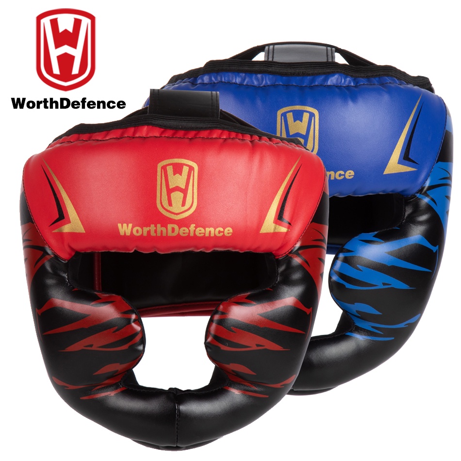 Worthdefence หมวกกันน็อค หนัง PU คาราเต้ มวยไทย Guantes De Boxeo Free Fight MMA Sanda สําหรับเด็ก ผู้ใหญ่ ฝึกซ้อมมวย