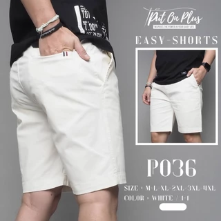 ⚡GW⚡P036 กางเกงขาสั้น ผู้ชาย เอวยืด ผ้ายืด คอตต้อน สีพื้น ยาว 17-21.5 นิ้ว ไซส์ 28-42 Goodwin Brand