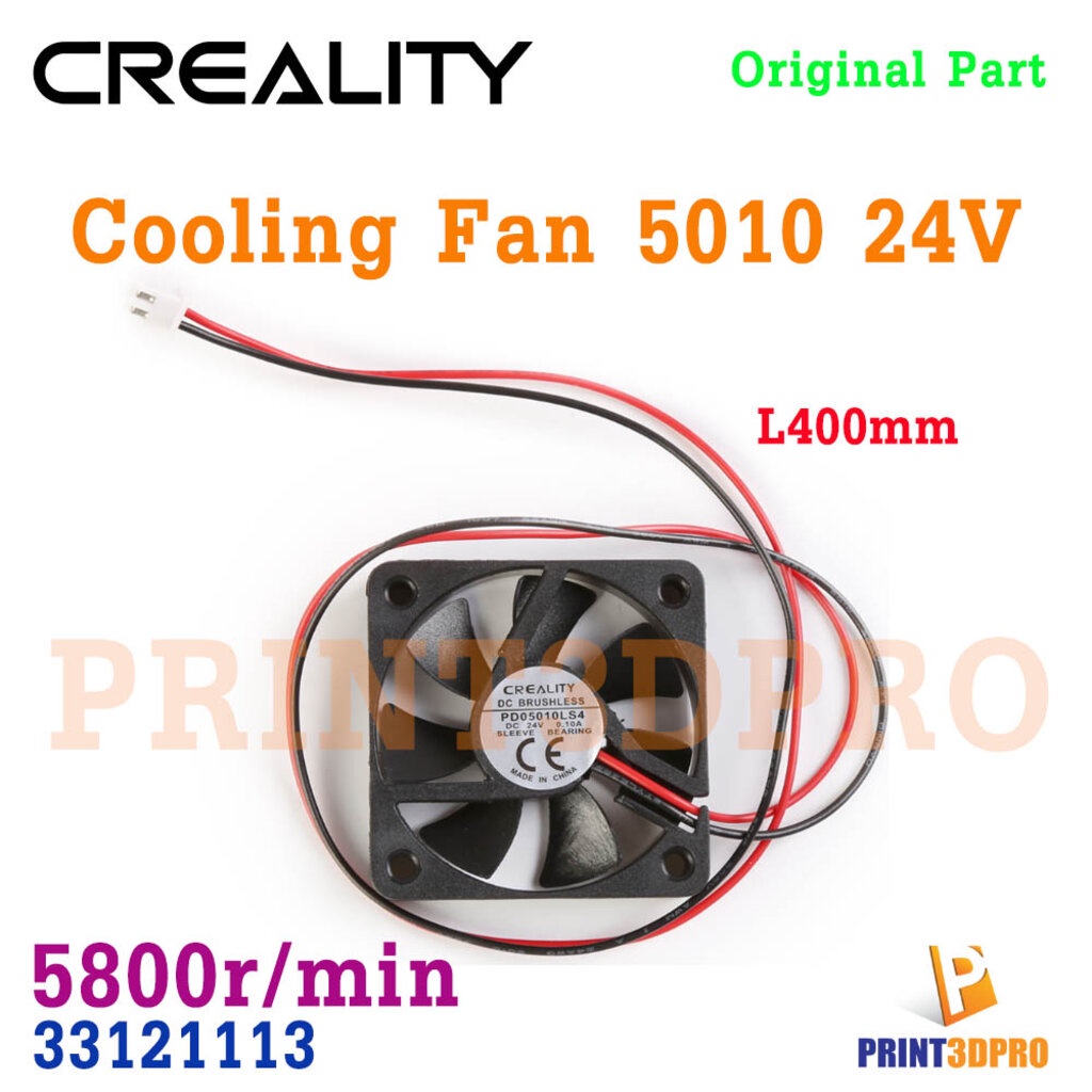 Creality Part 5010 24V Cooling Fan L400mm with 2.54 Connector 5010 Axial Fan 5800r/min 3D Printer Part , อะไหล่ เครื่...