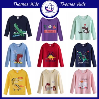 [THOMAS Kids] เสื้อยืดแขนยาว ผ้าฝ้าย พิมพ์ลายการ์ตูนน่ารัก สําหรับเด็กผู้ชาย และเด็กผู้หญิง อายุ 3-8 ปี