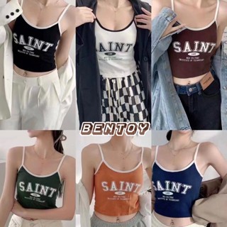 Bentoy(837)เสื้อครอปสายเดี่ยวไหมพรม สีซัมเมอร์น่ารัก แมทช์ง่าย ผ้านิ่มผ้ายืดใส่สบาย