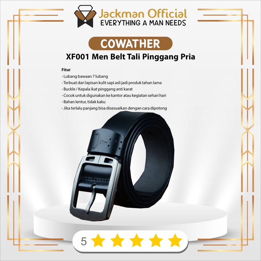 COWATHER XF001 เข็มขัดผู้ชายหนังวัวแท้ 130cm