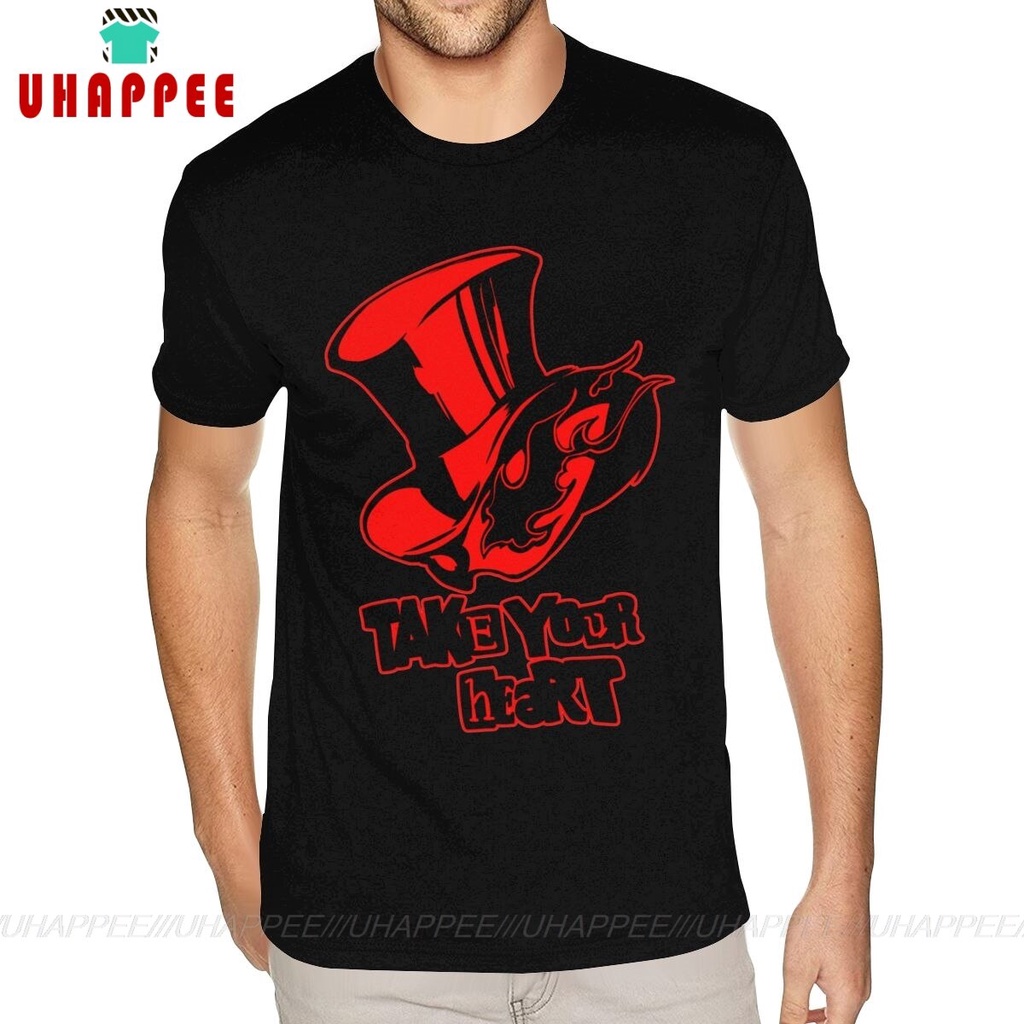 Sport Persona 5 Take Your Heart Tee เสื้อสําหรับชายที่กําหนดเองพิมพ์ D 100 ผ้าฝ้ายสีดํา O คอ Teeshir