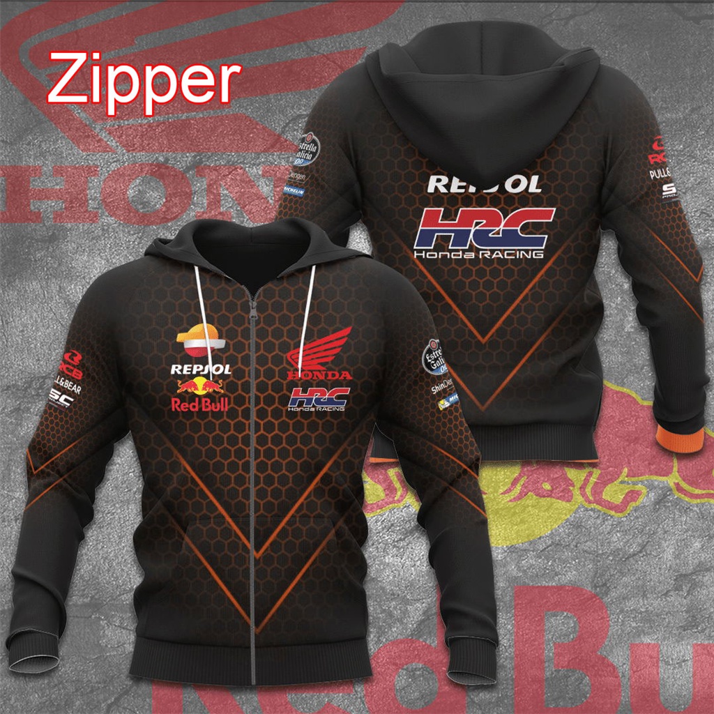 Repsol Honda Racing HRC Red Bull ผู้ชายซิป Hoodie ฤดูใบไม้ผลิฤดูใบไม้ร่วงสบายๆเด็กเสื้อผ้าแจ็คเก็ต Coat