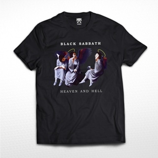 เสื้อยืด พิมพ์ลาย KAOS BAND BLACK SABBATH Heaven and Hell สไตล์ร็อคร็อค สําหรับผู้ชาย และผู้หญิง