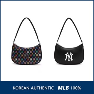 Mlb กระเป๋าถือ กระเป๋าสะพายไหล่ แบบหนัง แฟชั่นสําหรับสตรี NY 3ABQS051N-50BKS