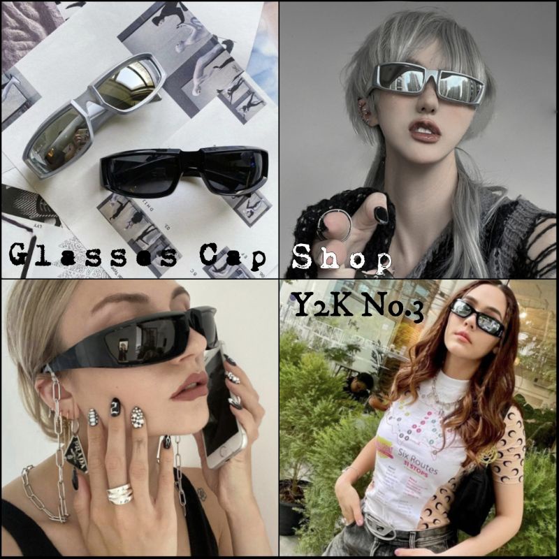 แว่นตากันแดดแฟชั่น แว่นวัยรุ่นเมกา Y2K No.3 [[ร้านในไทย🇹🇭 Glasses Cap Shop]