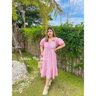 🔥Plussize🔥เดรสคนอ้วน🔥 L 40-60  ยาว 44