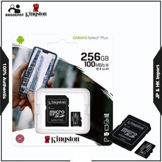 Kingston 32GB 64GB 128GB 256GB 512GB microSDXC Canvas Select Plus 100MB/s Read A1 Class 10 UHS-I Memory Card + Adapter (SDCS2/256GB)