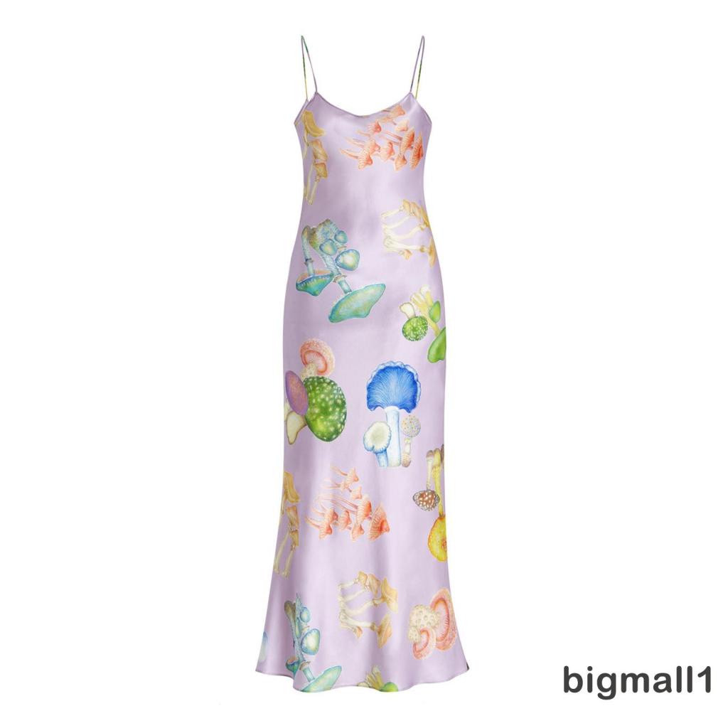 z4lbrri253BIGMALL-Women´s Summer Midi Dress, Sleeveless Spaghetti Strap V Neck Mushroom Print Long Dress #6