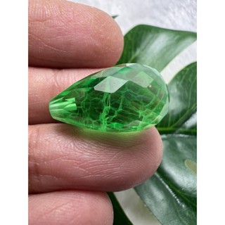 synthetic stone Lab Green Emerald Briolette 10x16.5- 15cts