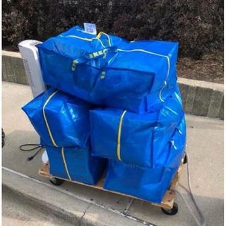 IKEA ถุงอิเกีย FRAKTA ฟรัคต้ากระเป๋าพลาสติก, น้ำเงิน, 76 ลิตร ซิปเหลือง