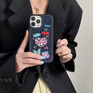 🔥พร้อมส่ง🔥 เคสไอโฟน ผ้ายีนส์ เย็บปักถักร้อยlove ผีเสื้อ แอปเปิ้ล14 เคสโทรศัพท์ iPhone13pro ใหม่ 12 ป้องกันการหล่น