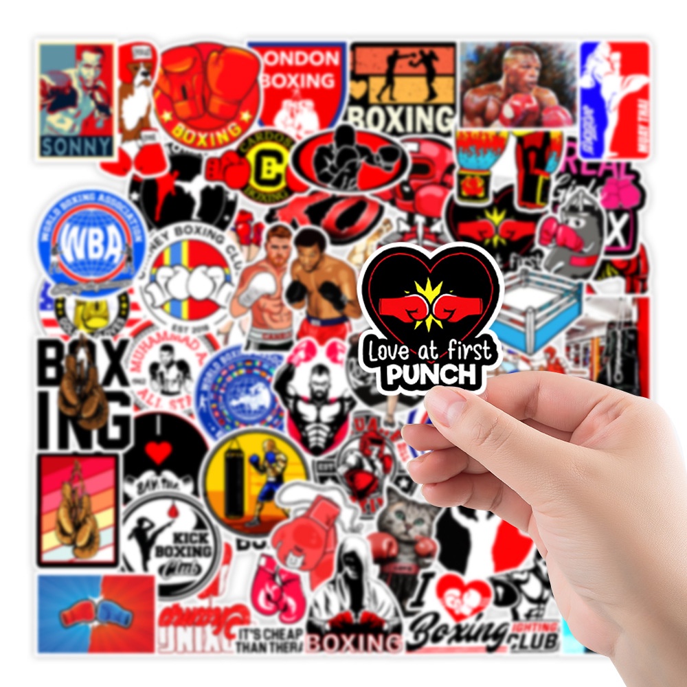 พร้อมส่ง STICKER มวยไทย Thai boxing 50แผ่น กันน้ำ สติ๊กเกอร์ ใช้ซ้ำได้ กระโปรงหลังรถ