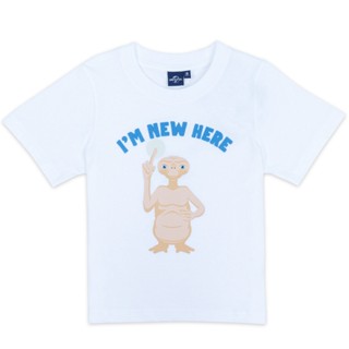 เสื้อยืดเด็กลายE.T.พิมพ์ลาย ตัวอักษร IM NEW HERE พิมพ์เทคนิคกำมะหยี่  ไม่หลุดลอก สินค้าลิขสิทธิ์แท้ ผลิตจากผ้าคอตตอน100