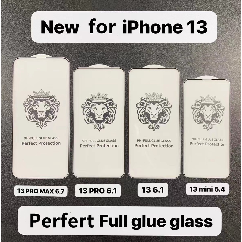 ฟิล์มกระจก 9H Glass เต็มจอ หัวสิงโต iPhone 11 12 13 14 15 Pro Max 16 Plus  X XS XS Max 7 Plus 8 Plus SE 2020 12 13 Mini ราคา ถูกที่สุด ดีลบีเคเค แกลเลอรีภาพที่ 3